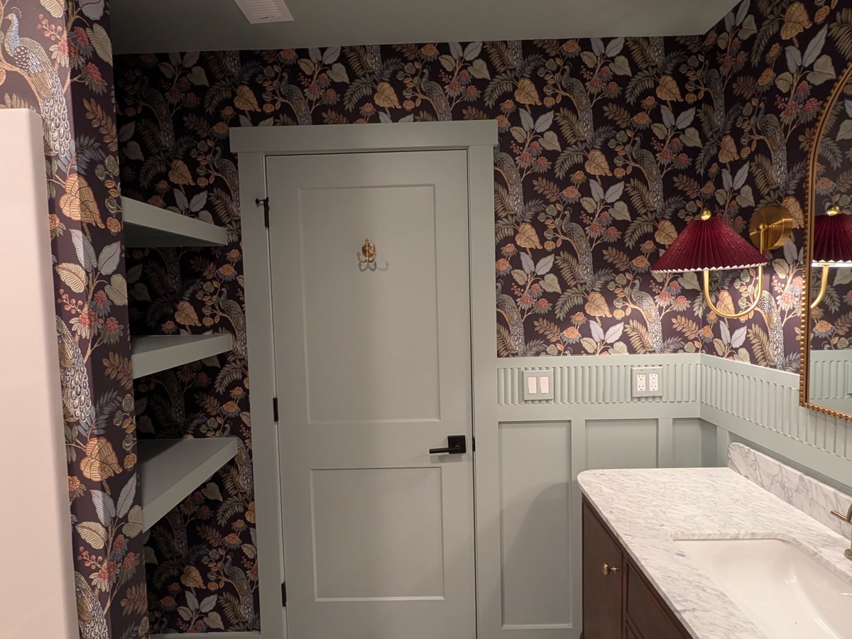After — guest bathroom wallpaper